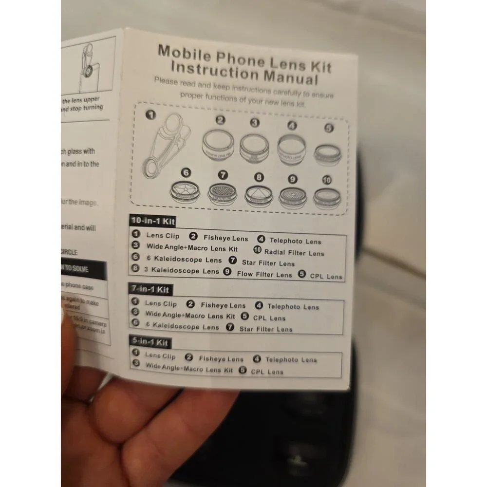 Liginn 9 In 1 Cell Phone Camera Lens Kit Smartphone Attachments w/ Case